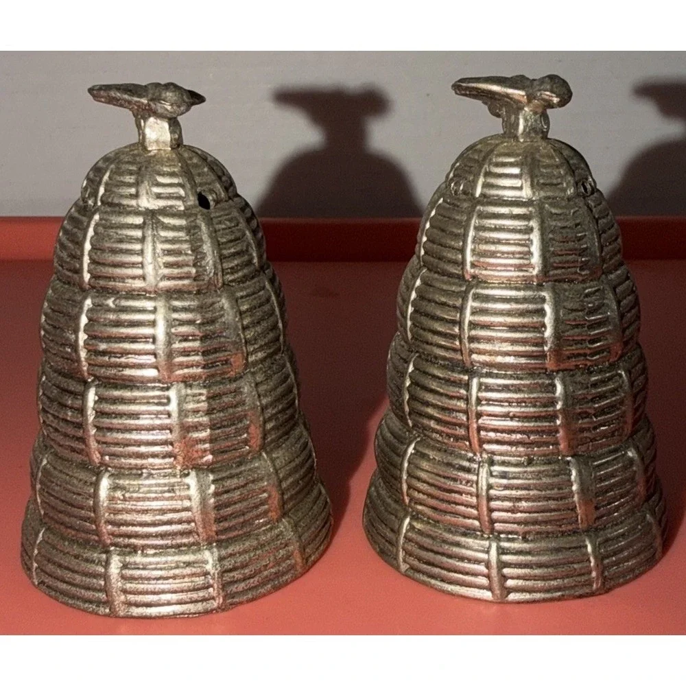 Vintage silverplate beehive-shaped salt and pepper shakers - Missing Plug